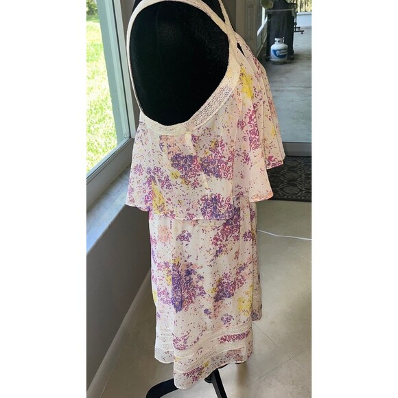 GUESS Sz 8 Crisscross Halter KeyHole Layered Ruffle Pastel Romantic Flowy Beachy - Picture 7 of 7